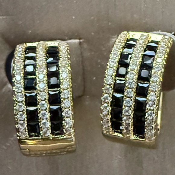 Contessa Di Capri Jewelry - Sophisticated Gold and Black Stone Earrings